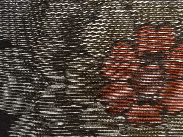 JAPANESE KIMONO / ANTIQUE KIMONO / SILK / DORO OSHIMA TSUMUGI / WOVEN FLORAL ARABESQUE